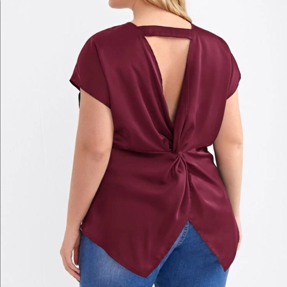 Plus size navy blue twist back blouse - Picture 6 of 15